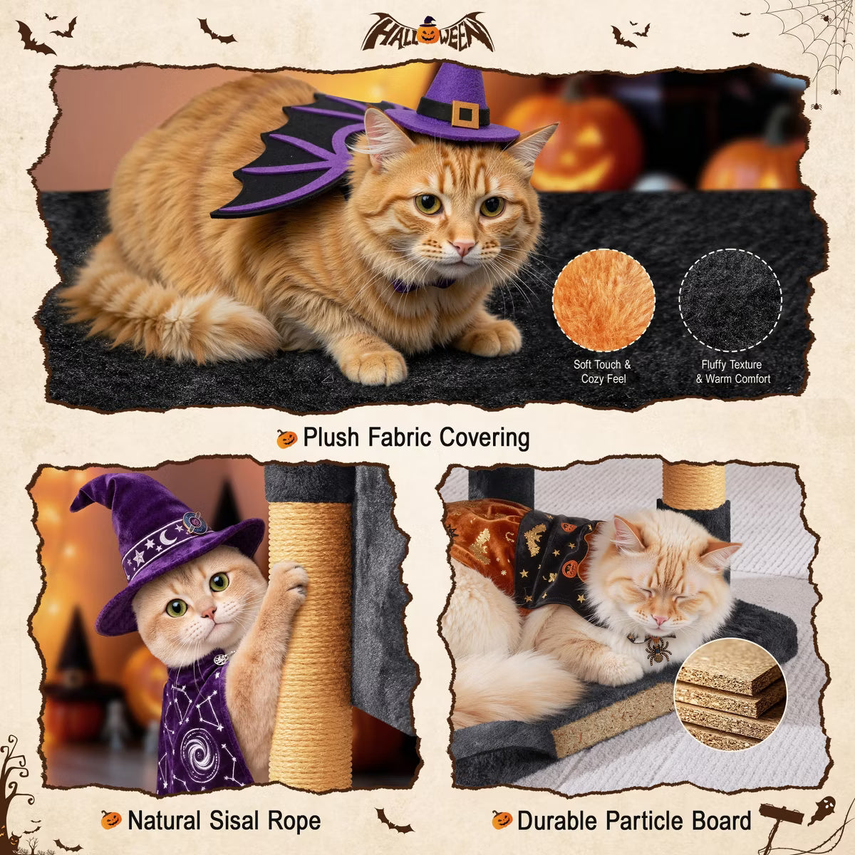 23.5IN Two-Level Small Cat Tree Condo with Plush Perch,