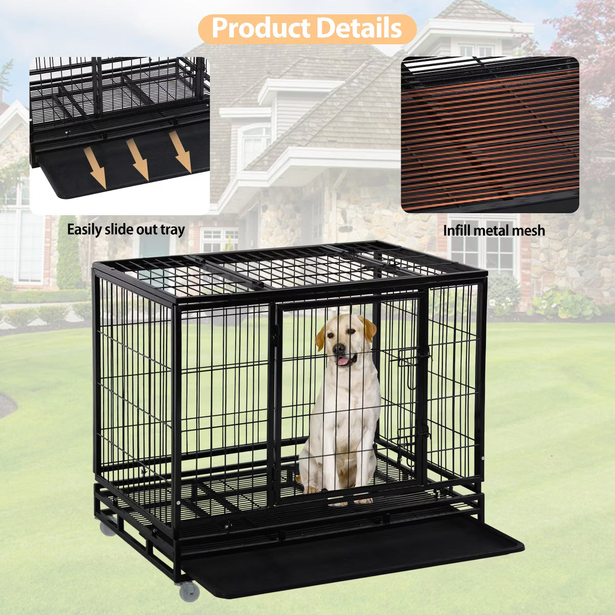 42 Inch Dog Crate Heavy Duty Dog Kennel Indoor Outdoor