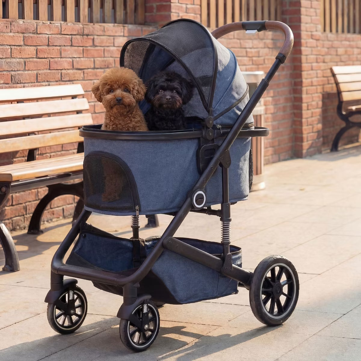 3-in-1 Folding Pet Stroller for Small to Medium Dogs and Cats up to 50 lbs with Storage Basket
