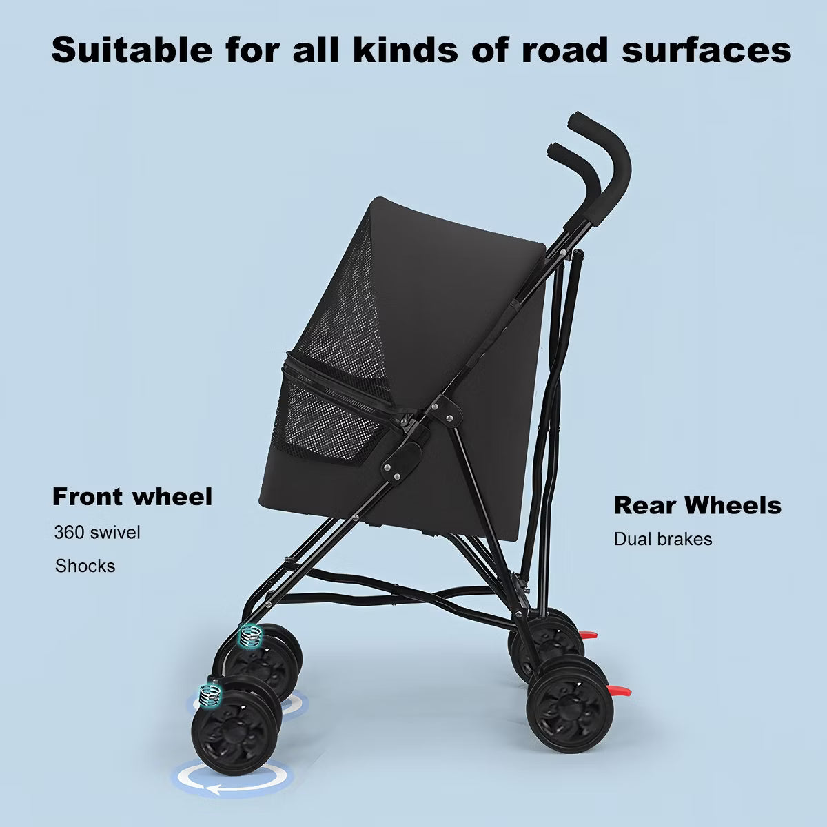 38.2-inch Pet Stroller (for Small Dogs and Cats