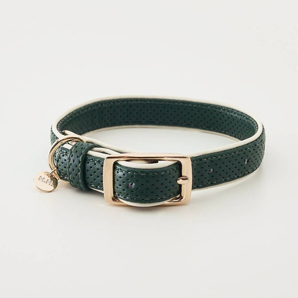 Moto Vegan Leather Dog Collar - Green