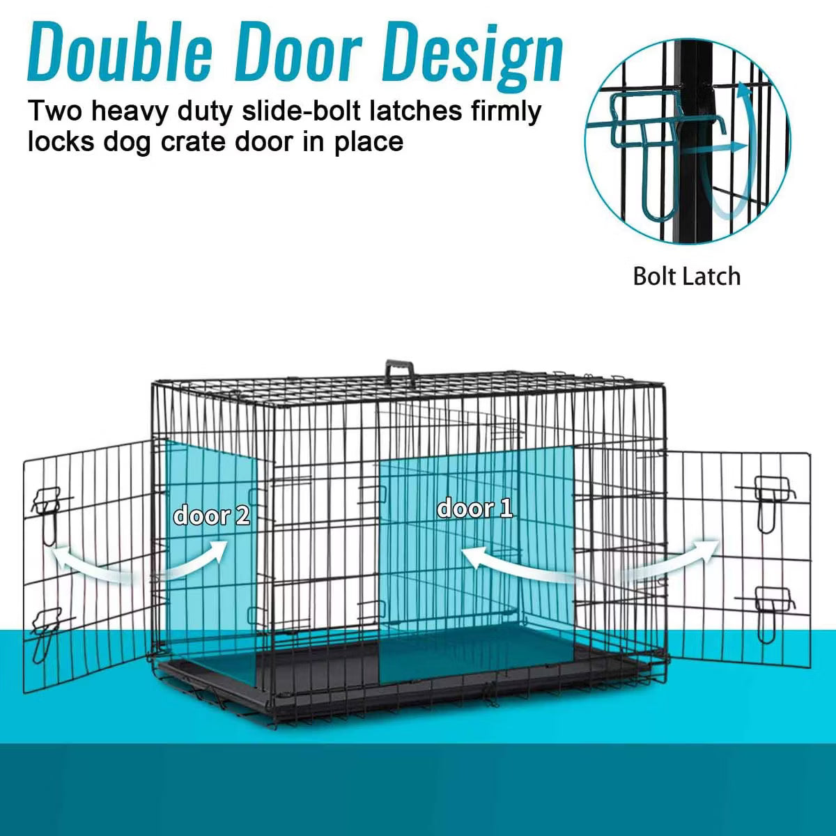 Dog Crate for Small Dogs 24 Inch Folding Metal WirePet Cage Double Door