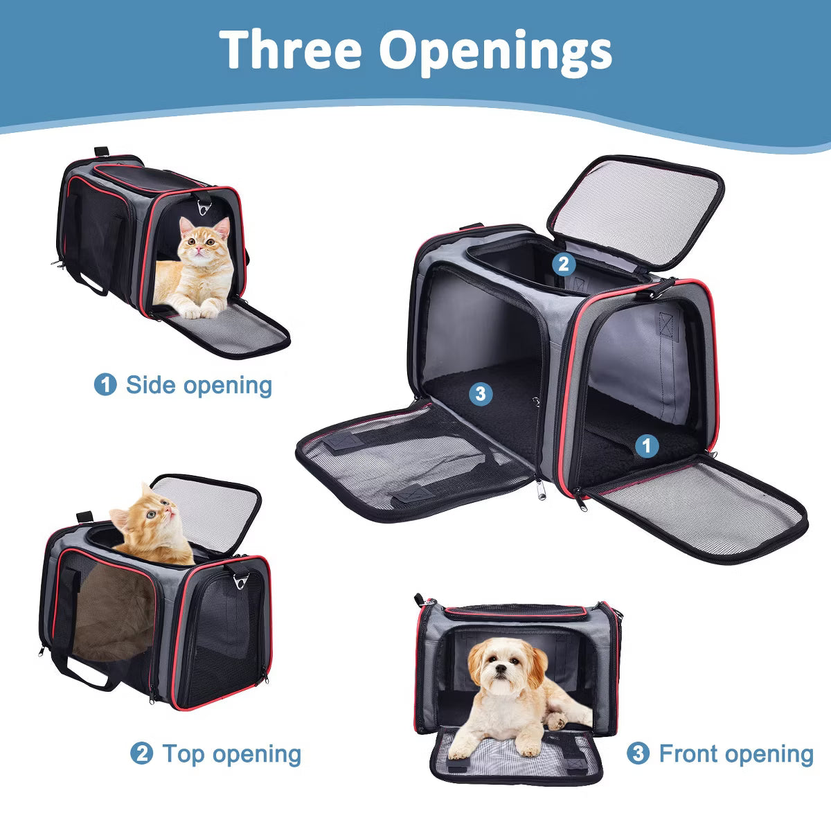 Soft-Sided Travel Small Dog & Cat Carrier Bag