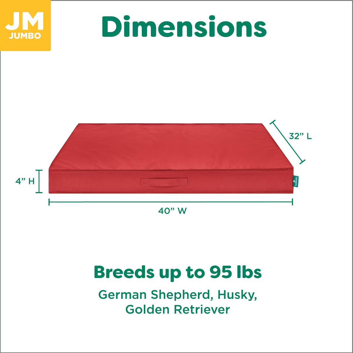 Jumbo Orthopedic Dog Bed – Indoor/Outdoor Water-Resistant Mattress Pet Bed