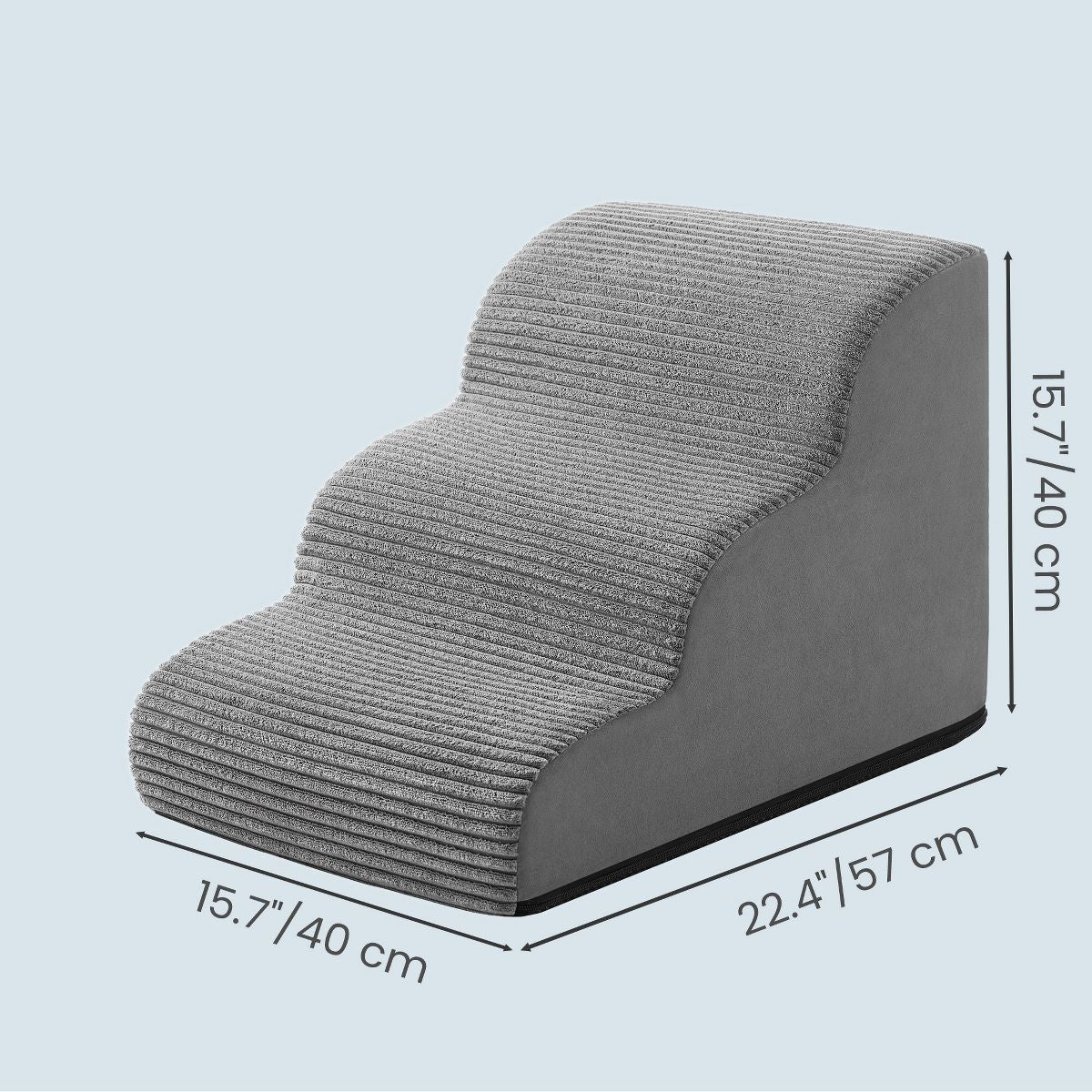 3-Step Dog Stairs, Anti-Slip Foam Pet Steps for Bed, 22.4 x 15.8 x 15.8 inches