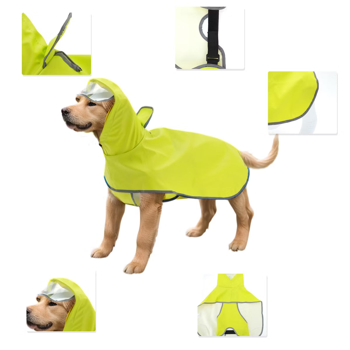 Dog Raincoat Waterproof L Size Yellow 1 Pc