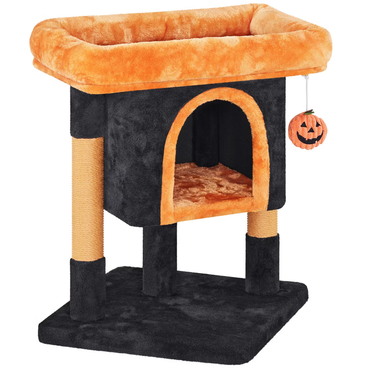 23.5IN Two-Level Small Cat Tree Condo with Plush Perch,
