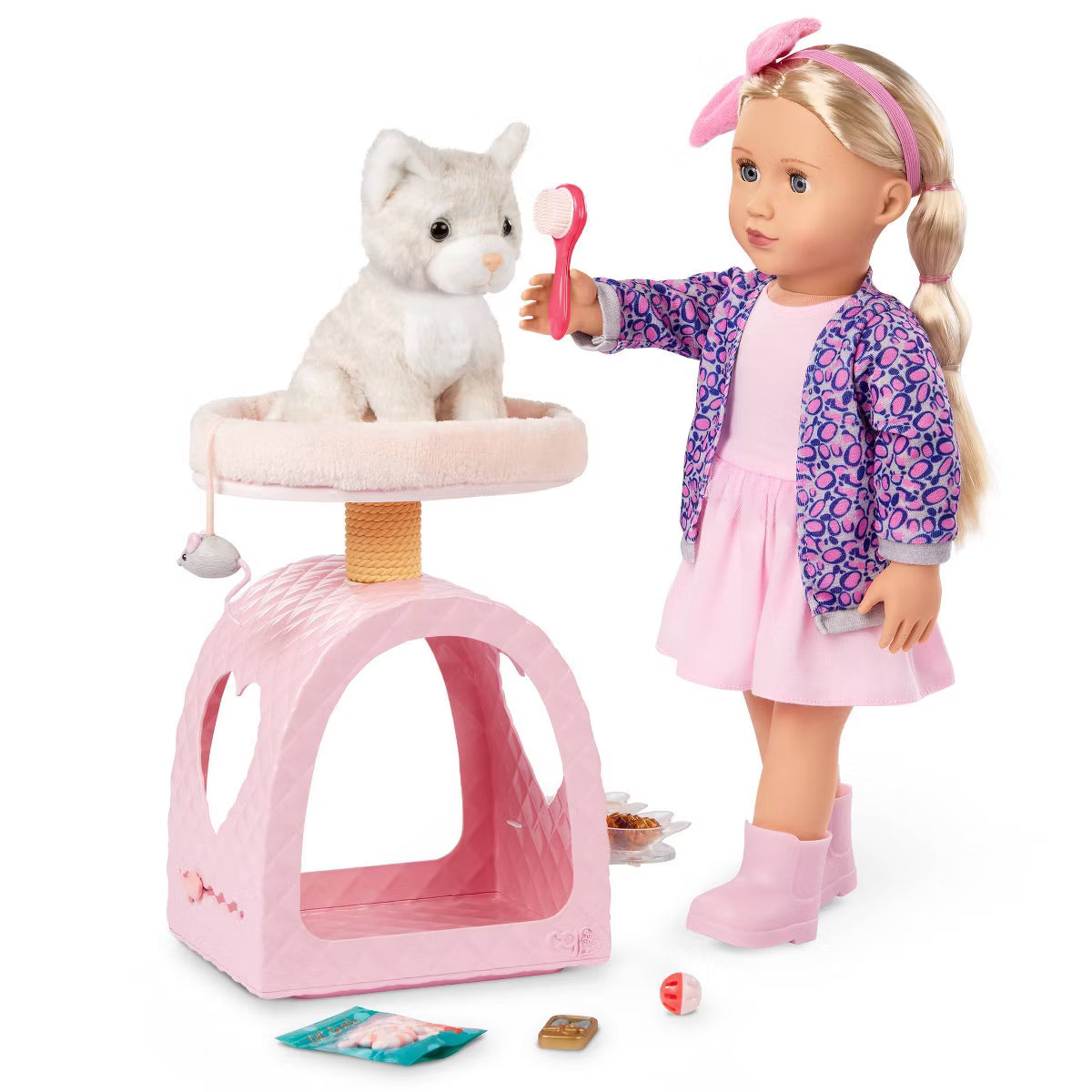 Purrfect Retreat Pink Cat House Tree Condo with Bed,