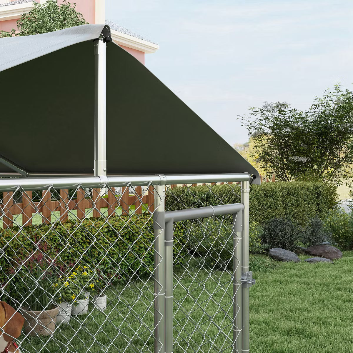 Outdoor Dog Kennel, Heavy Duty Dog Run with Waterproof Cover