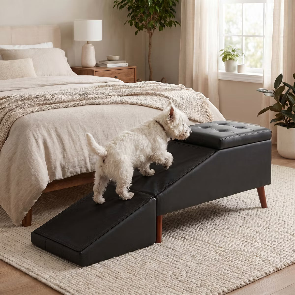 Pawridge 2-in-1 Split Foldable Pet Ramp Ottoman with Storage