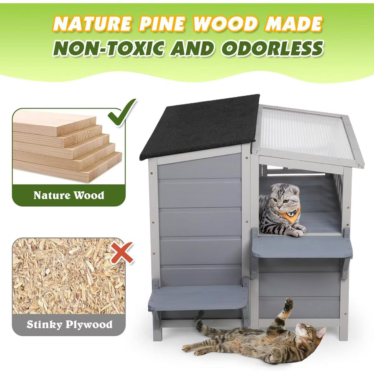 Outdoor Cat House Gray