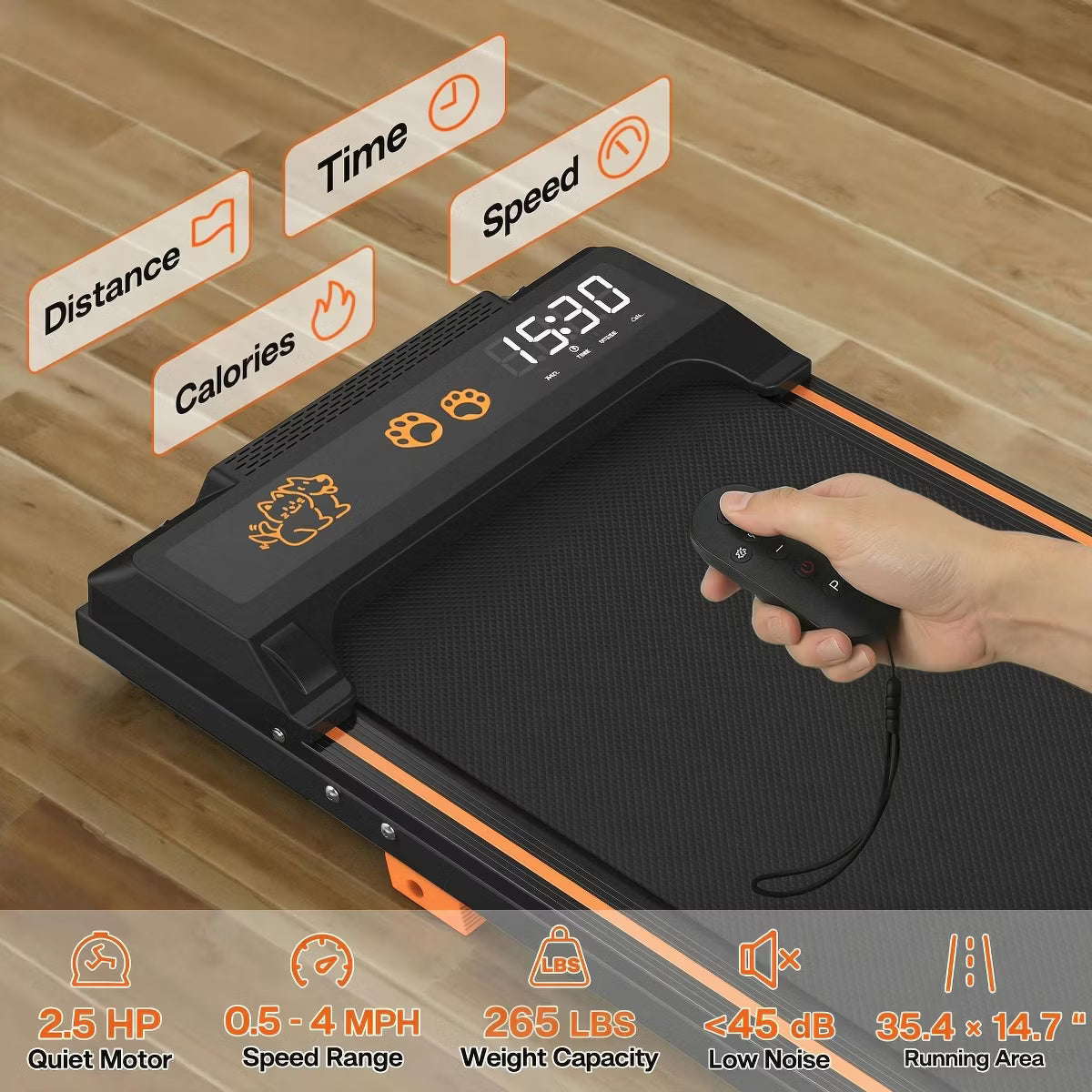 Blaze Foldable 2-in-1 Pet & Human Treadmill with Ultra Quiet 2.5HP Moto