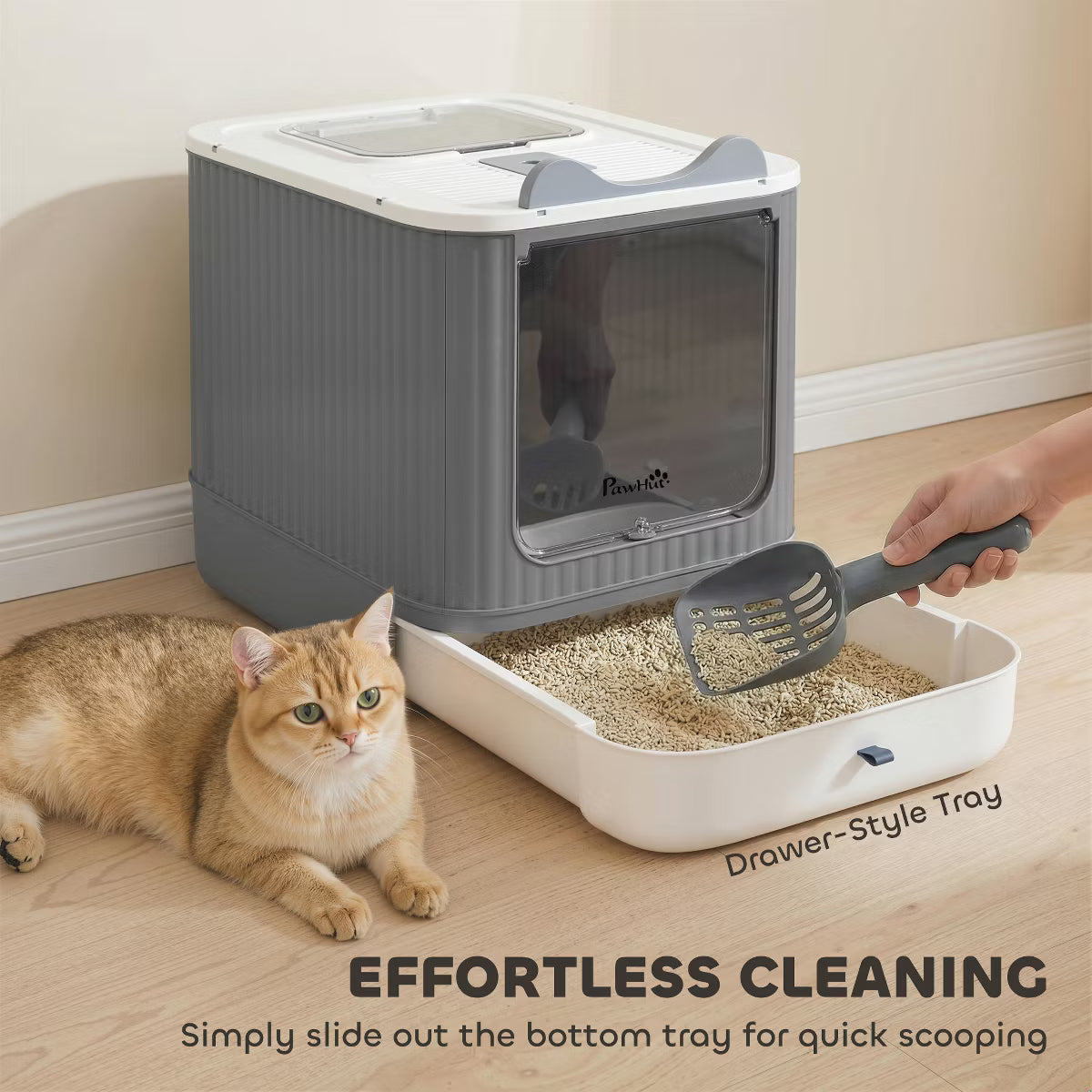 Cat Litter Box with Lid, Enclosed Litter Box for Medium Cats