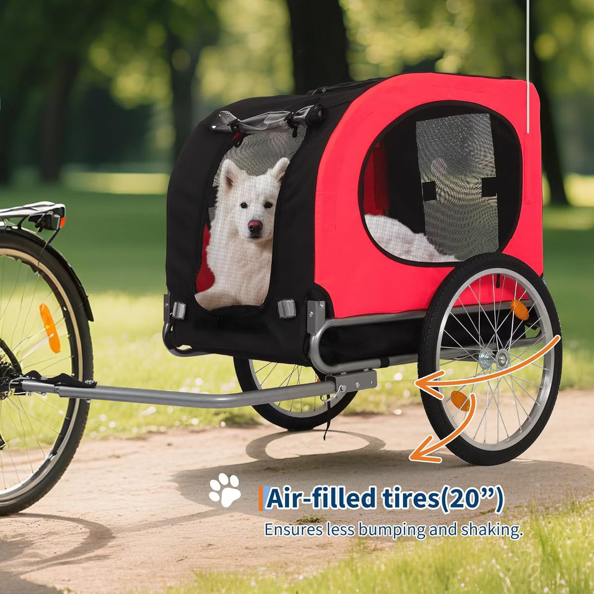 Dog Bike Trailer for Medium & Large Dogs - 2 in 1 Convertible Jogger Stroller with Universal Hitch
