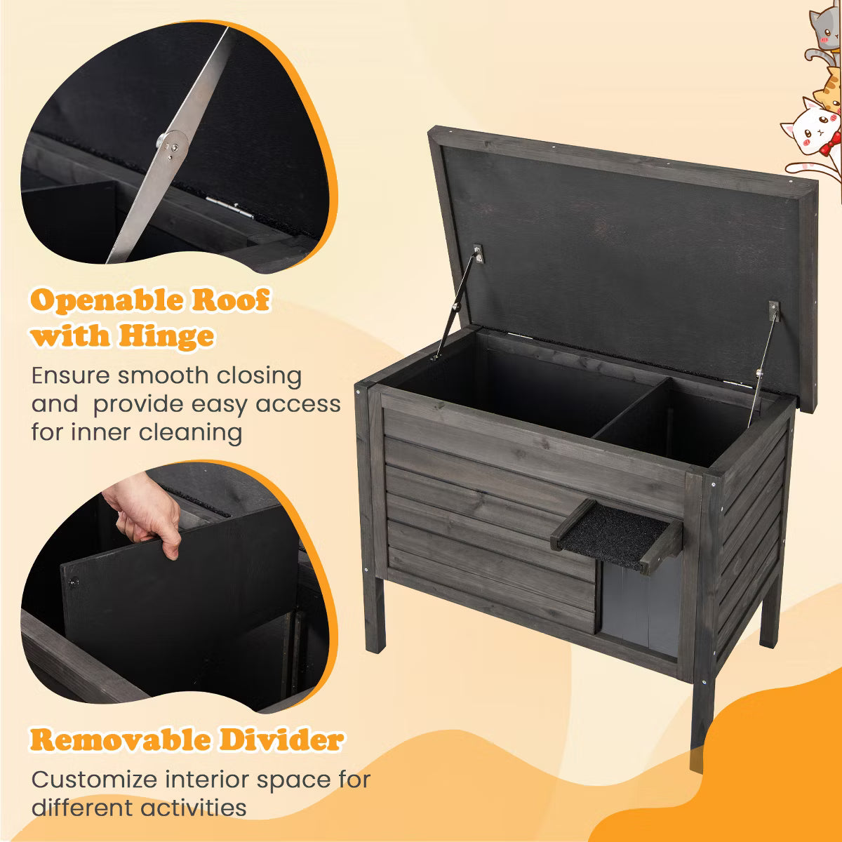Outdoor Insulated Wooden Cat House