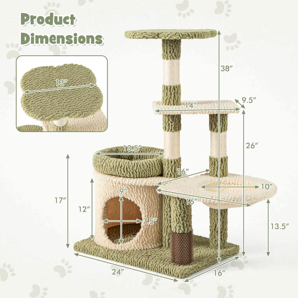 Cute Cat Tree Multi-Level Aesthetic Kitten Tower w/ Condo Indoor Cat Climbing Furniture Activity Center