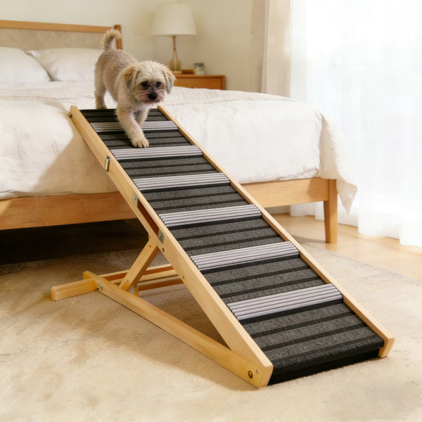 Arden 6 Adjustable Height Wood Dog Ramp with Non-Slip Pad,
