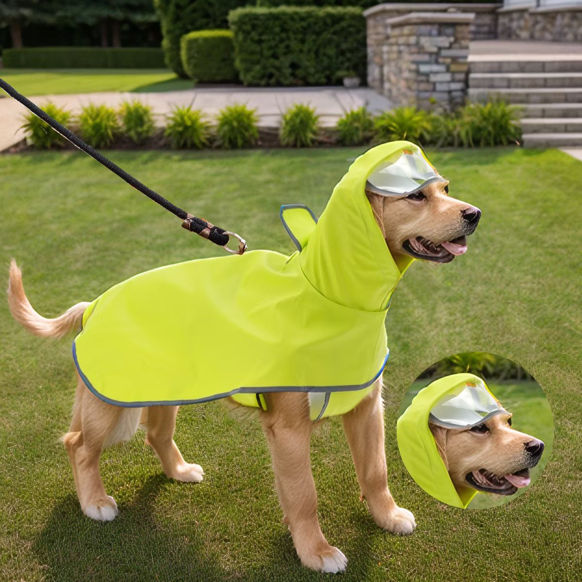 Dog Raincoat Waterproof L Size Yellow 1 Pc