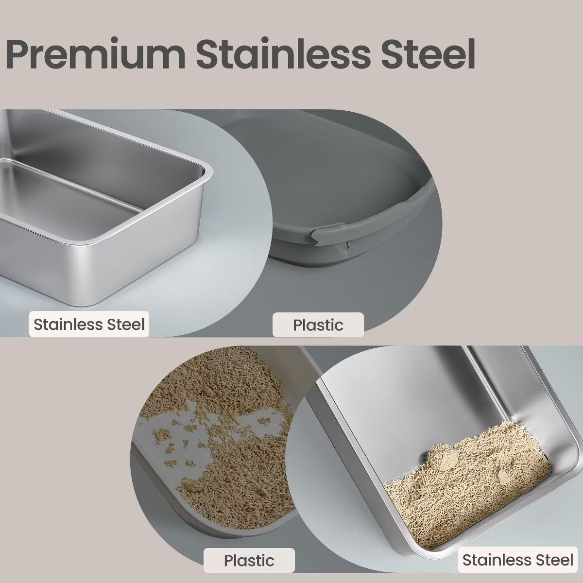 Stainless Steel Cat Litter Box with Flip Lid, Covered Metal Litter Box