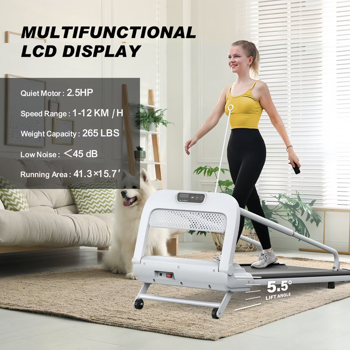 51.18" x 22.05" x 37.08" 2026 New Portable Design Pet Treadmill with Incline