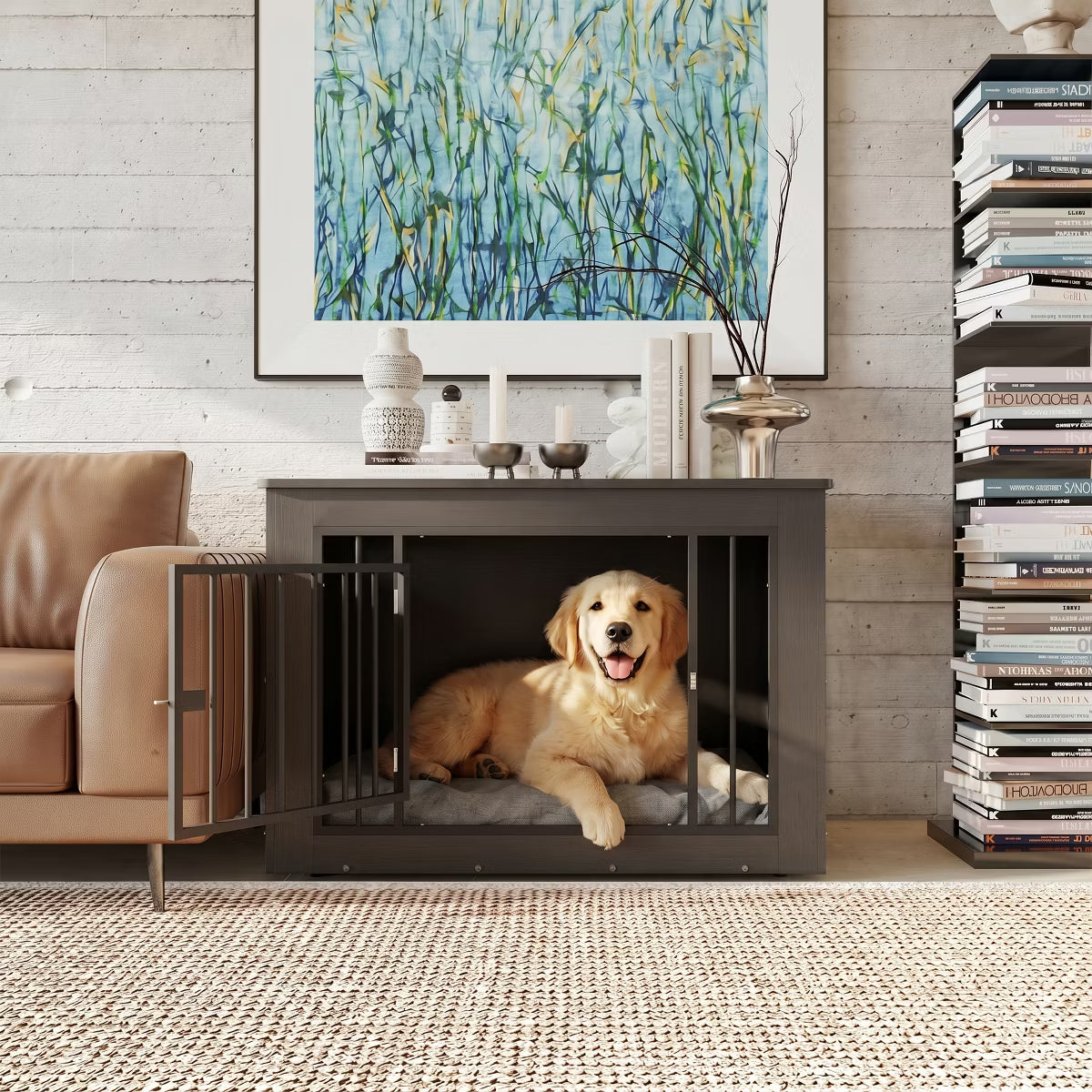 Wood Fusion Dog Cage Indoor As Side End Table,