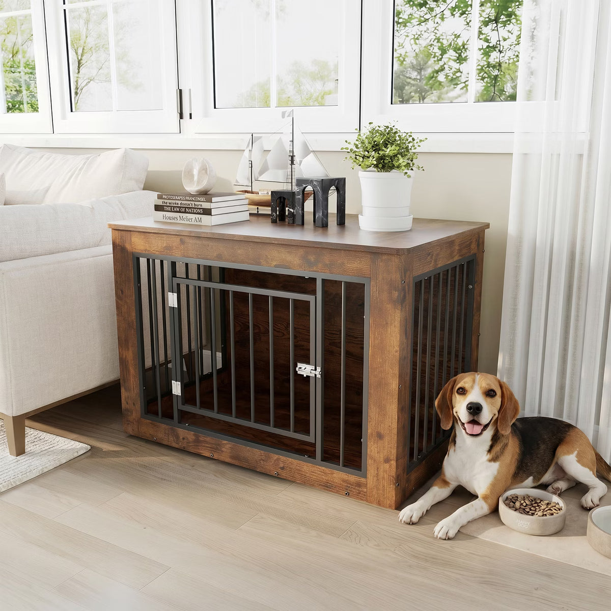 Wood Fusion Dog Cage Indoor As Side End Table,