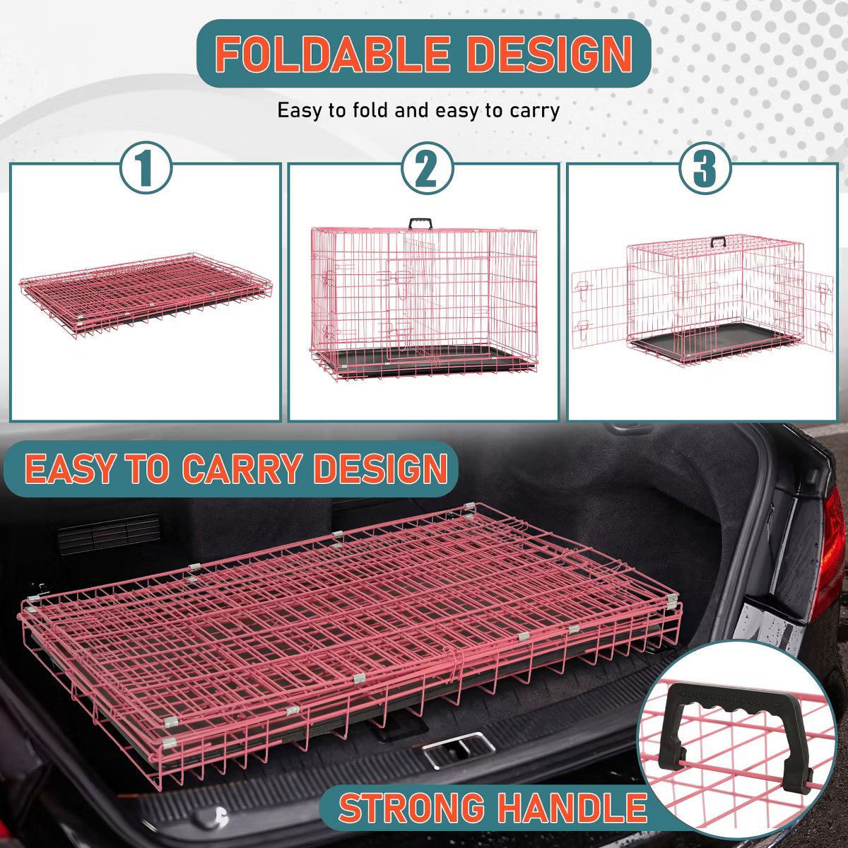36in Dog Crates for Dogs Folding Mental Wire Crates Dog Kennels Pet Crate with Removable Tray and Handle,