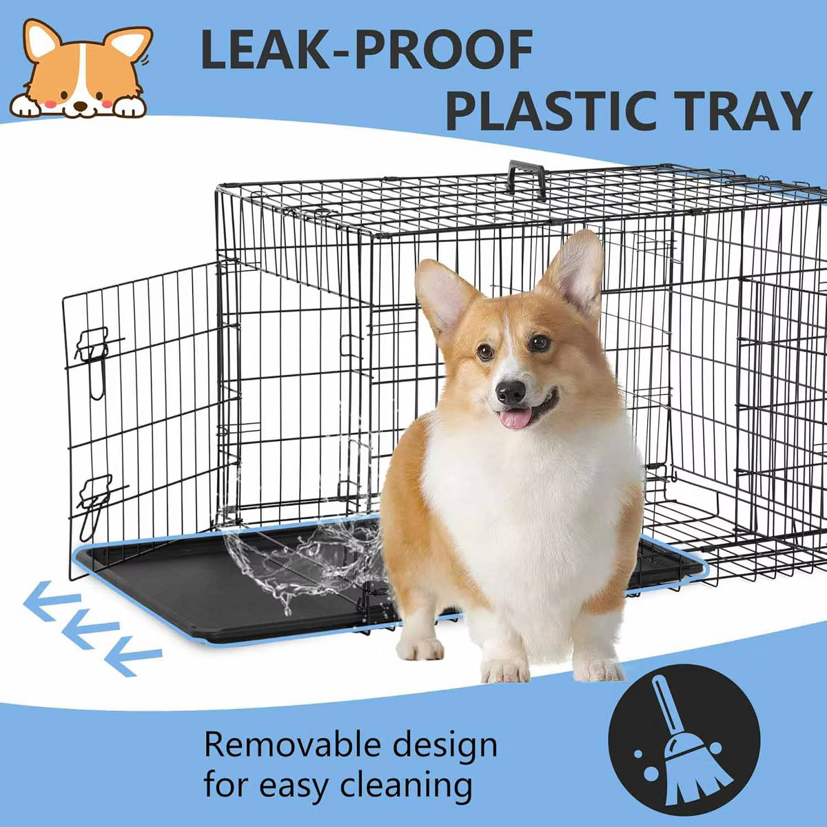 Extra Large Dog Crate Dog Kennel Cage with Double Door