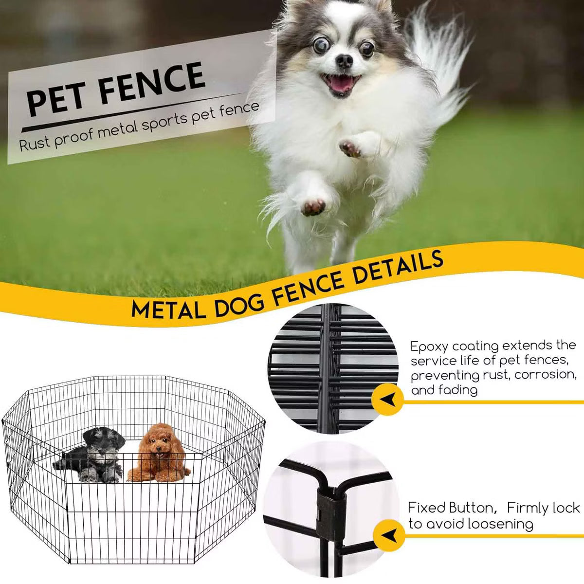 24 Inch Dog Pen 8 Panel Dog Playpen Indoor Outdoor