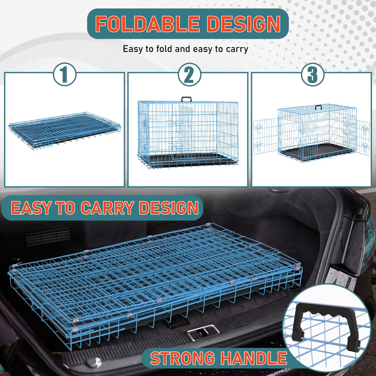 36in Dog Crates for Dogs Folding Mental Wire Crates Dog Kennels Pet Crate with Removable Tray and Handle,