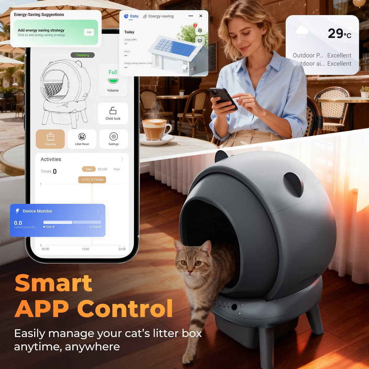 Self Cleaning Litter Box with App Control