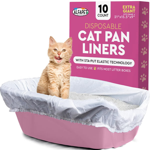 Elastic Cat Litter Box Liners - Extra Giant 10 Count Litter Liners - Fits Litter box Pan Sizes XL
