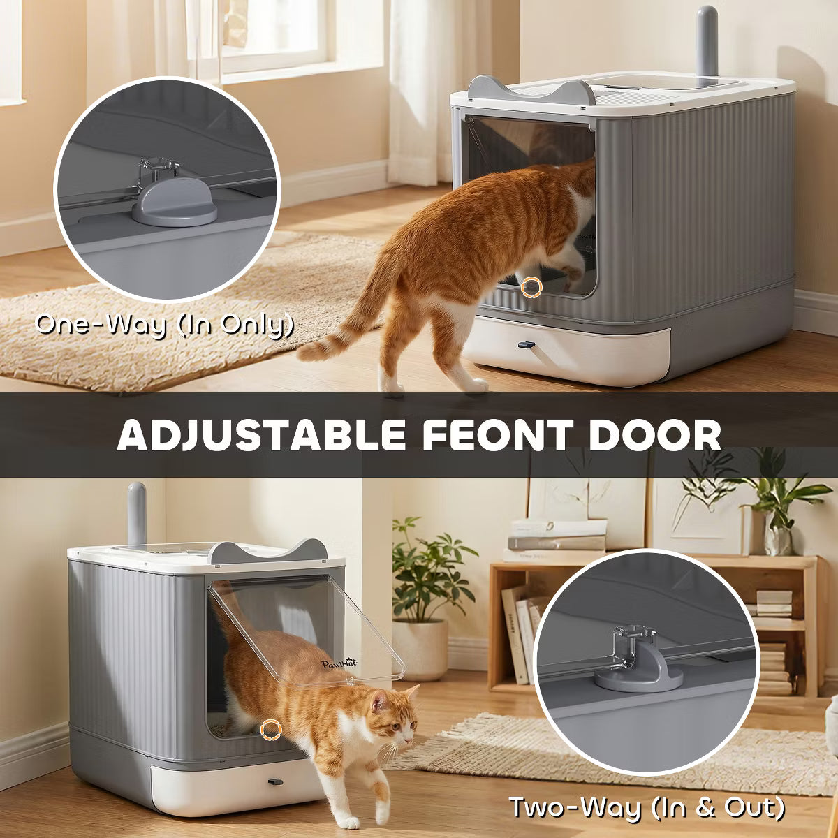 Cat Litter Box with Lid, Enclosed Litter Box for Medium Cats