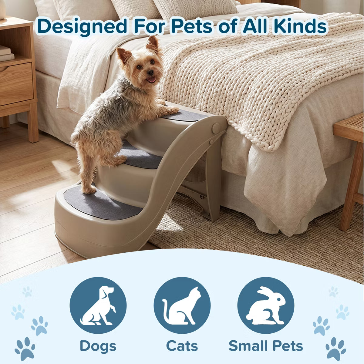 Foldable Pet Stairs for Small Dogs & Cats