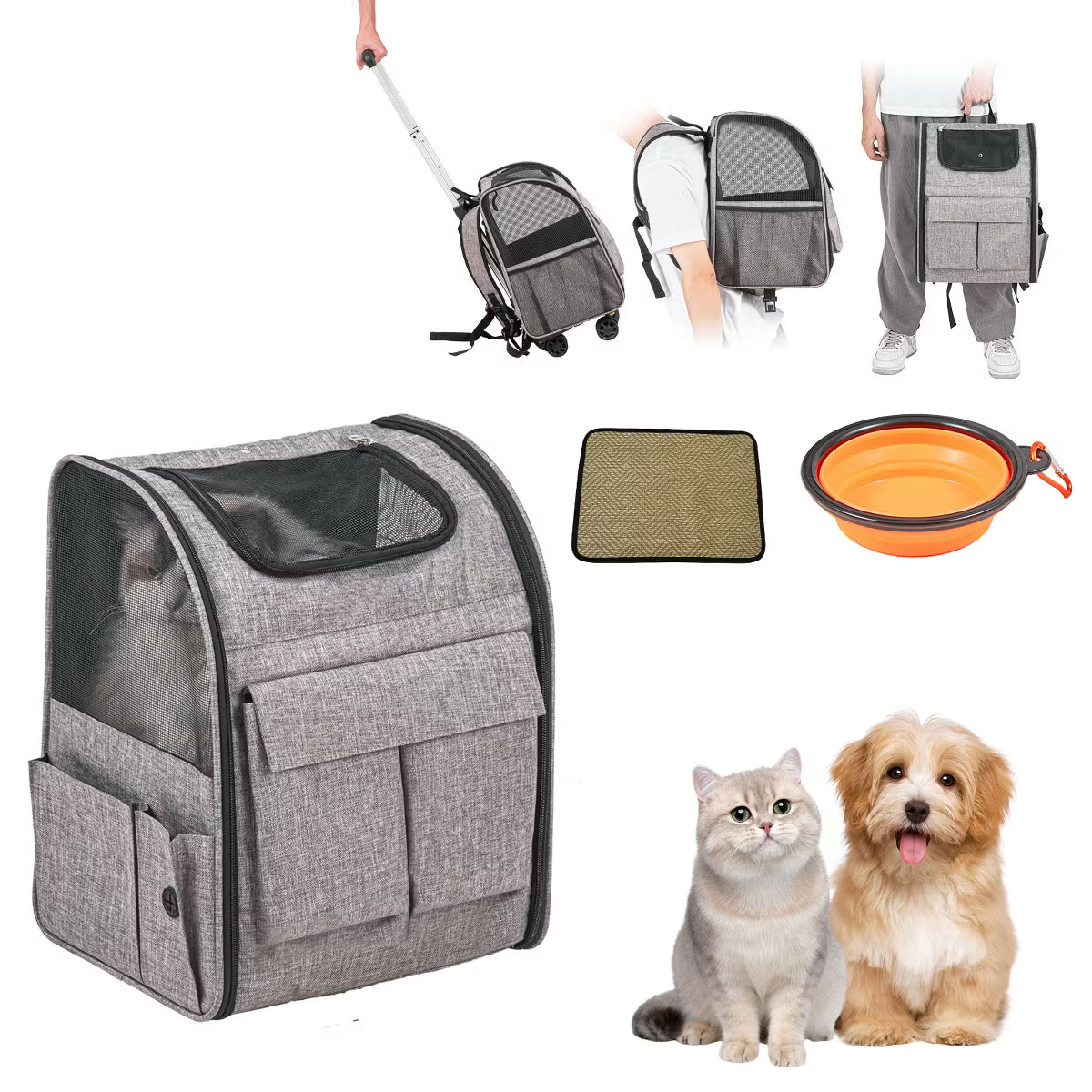 Backpack with Removable Wheels for Under 18LBS,
