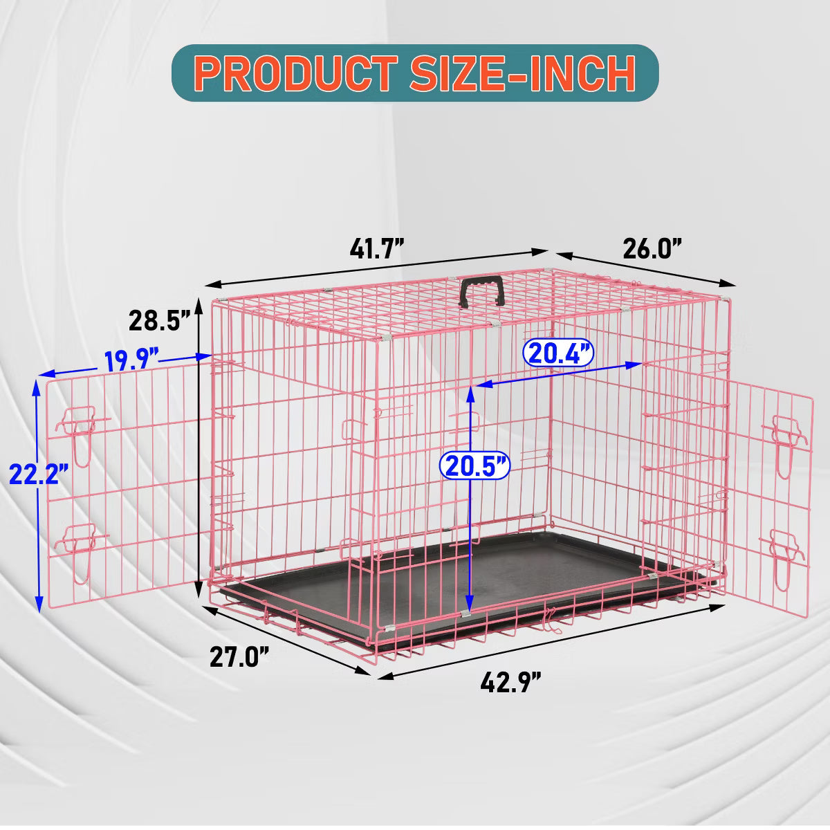36in Dog Crates for Dogs Folding Mental Wire Crates Dog Kennels Pet Crate with Removable Tray and Handle,