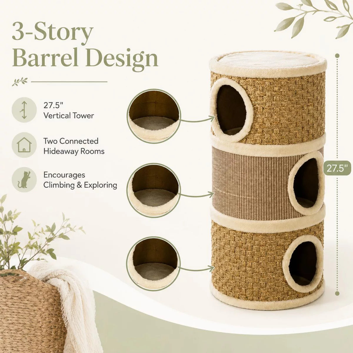 28 Inch Cat Condo Brown