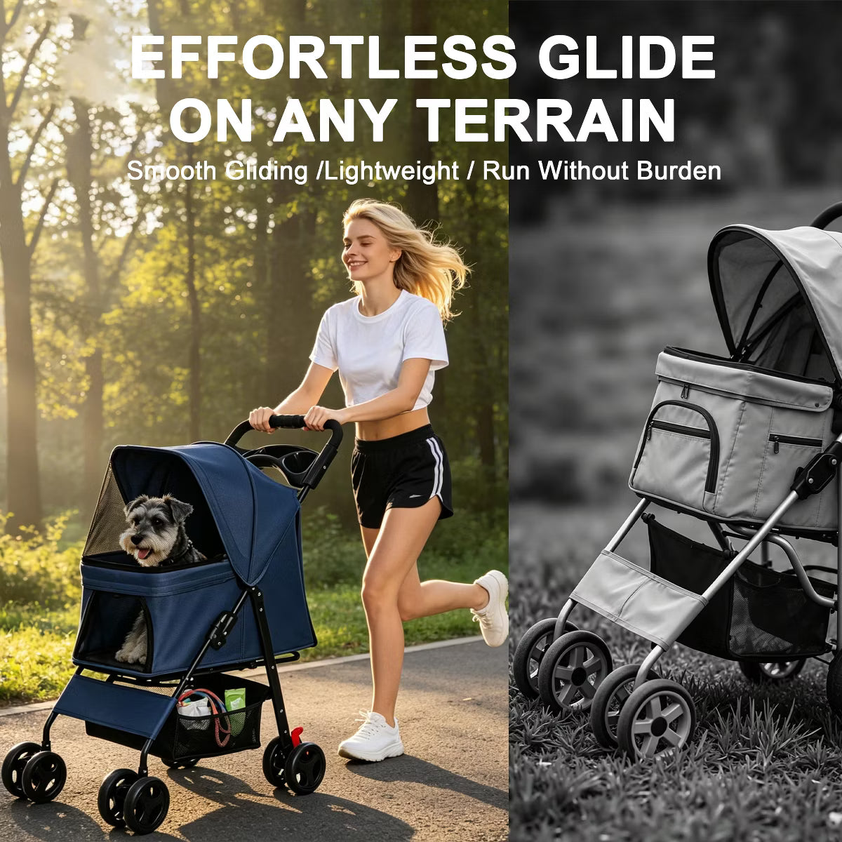 Pet Stroller for Small Dogs and Cats Under 28 lbs,