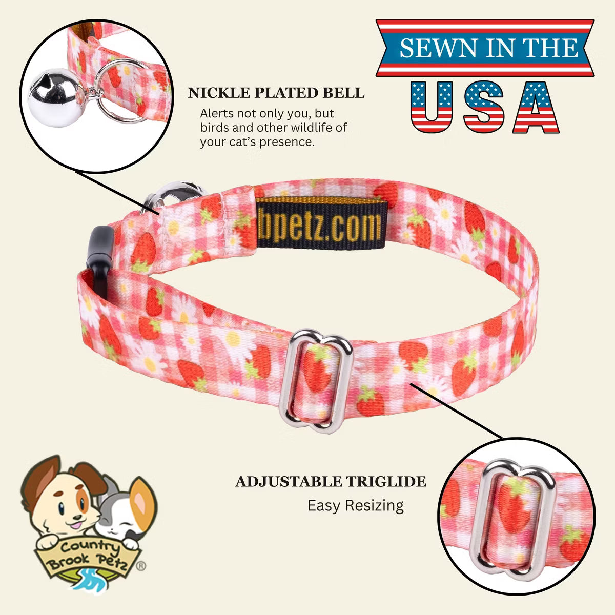 Strawberry Picnic Cat Collar
