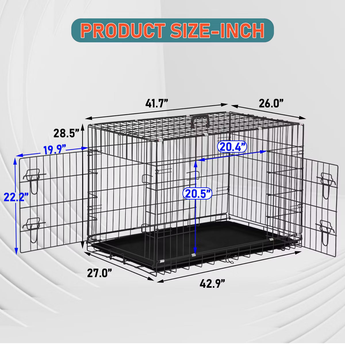 36in Dog Crates for Dogs Folding Mental Wire Crates Dog Kennels Pet Crate with Removable Tray and Handle,