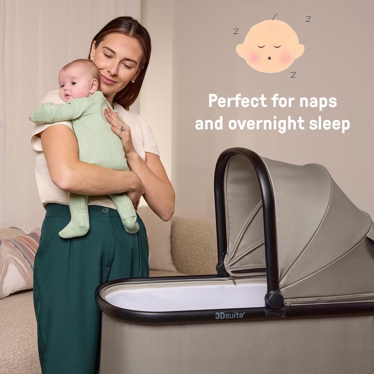 3DSuite DualDock Carry Cot, Portable Baby Bassinet for Stand or Stroller
