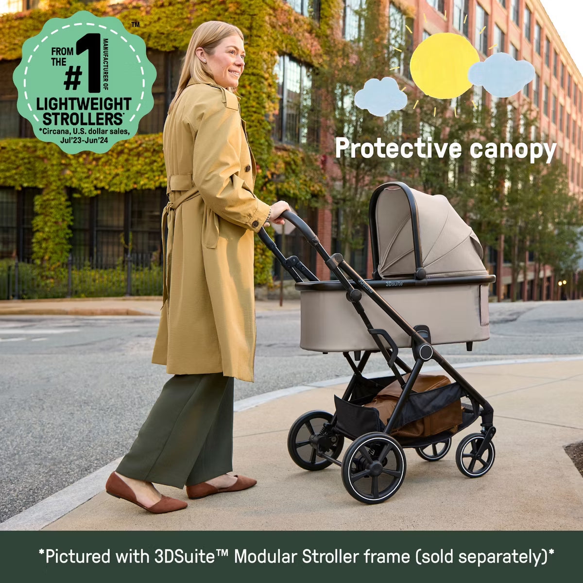 3DSuite DualDock Carry Cot, Portable Baby Bassinet for Stand or Stroller