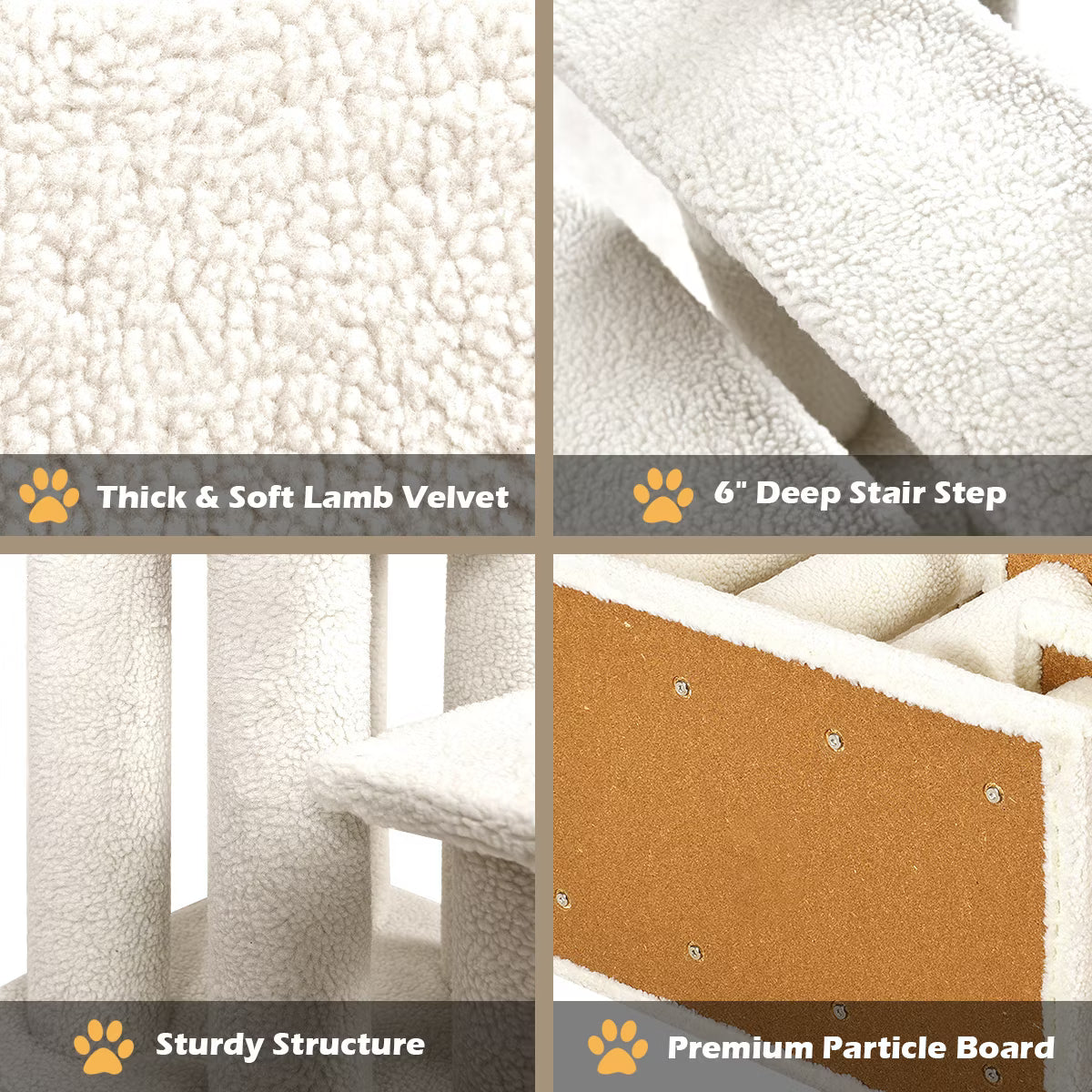 24''4-Step Pet Stairs Carpeted Ladder Ramp 8 Scratching Post Cat Tree Climber
