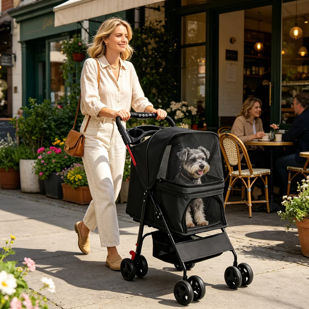 Pet Stroller for Small Dogs and Cats Under 28 lbs,