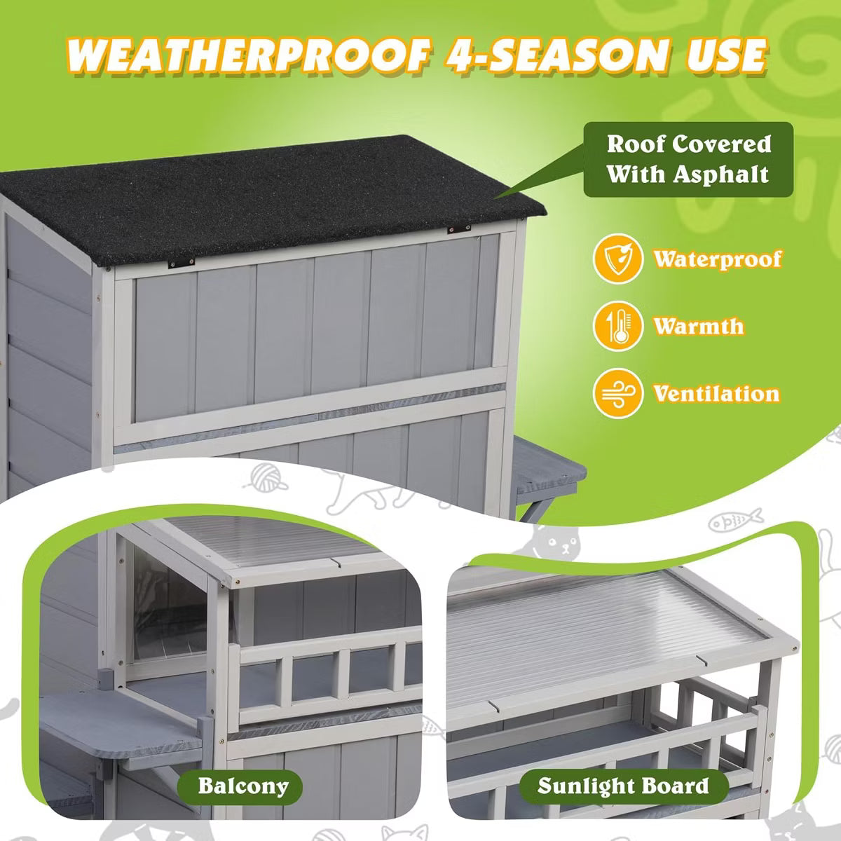 Outdoor Cat House Gray