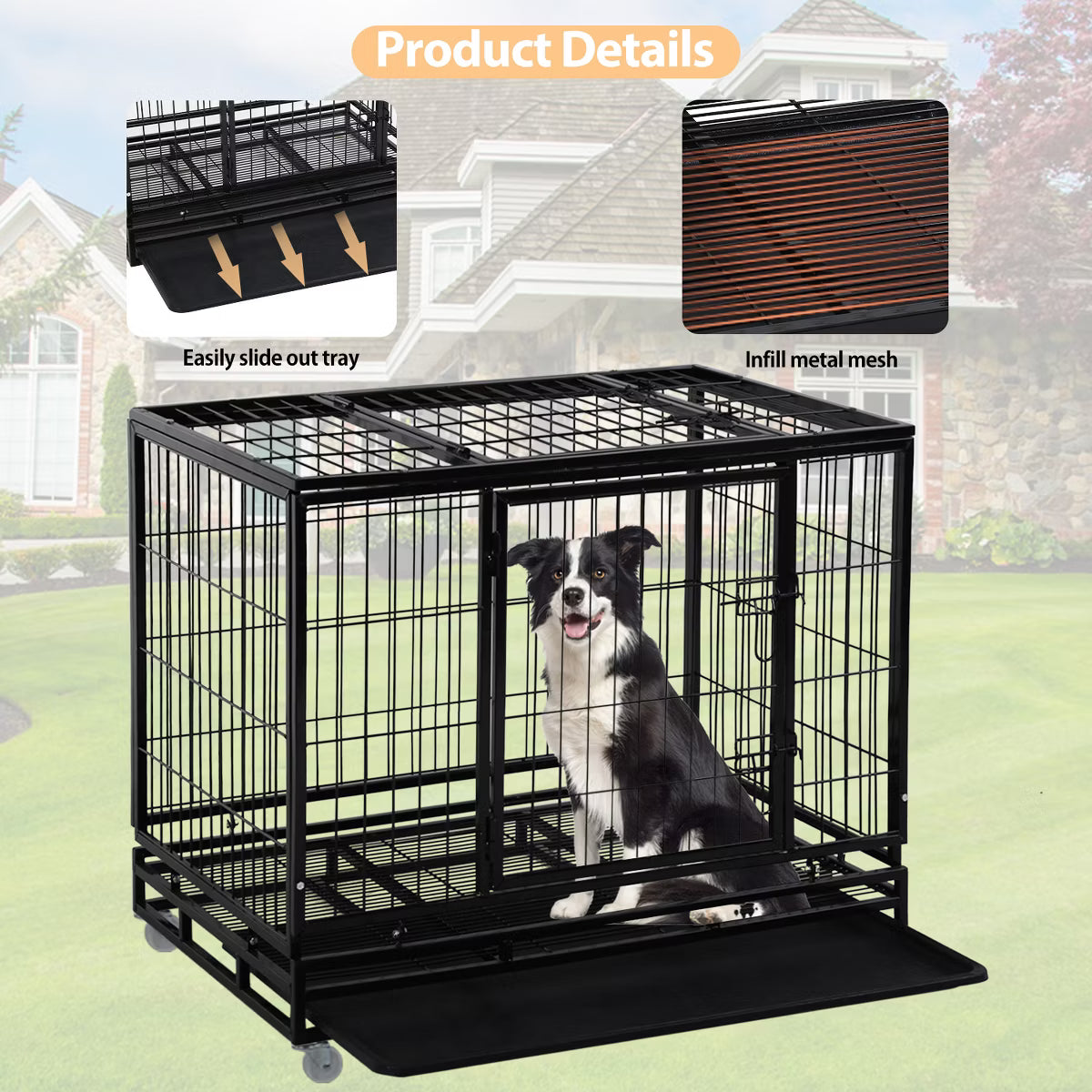 42 Inch Dog Crate Heavy Duty Dog Kennel Indoor Outdoor
