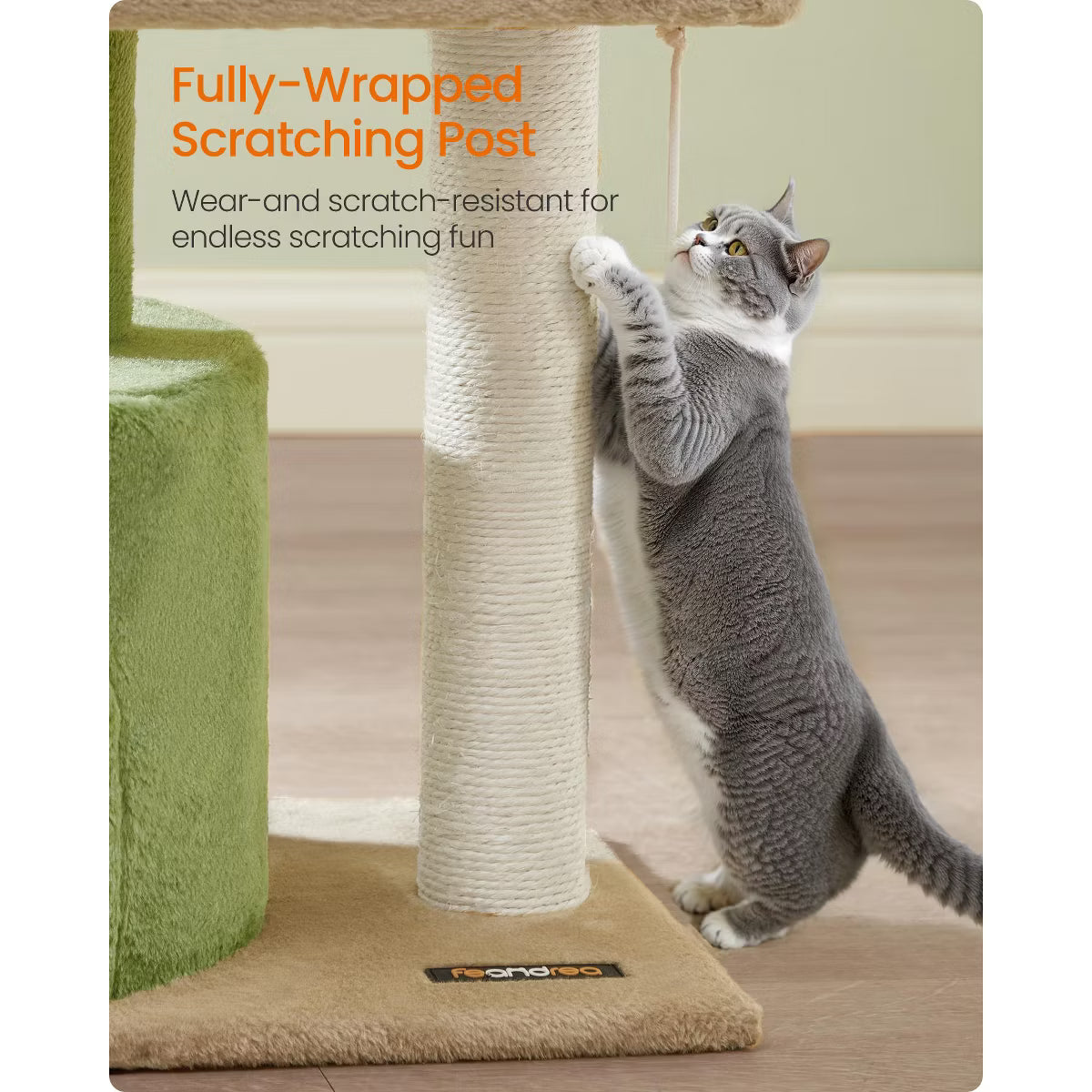 Cat Tree Tower with Sisal Scratching Post, Cat Condo with Padded Perch,