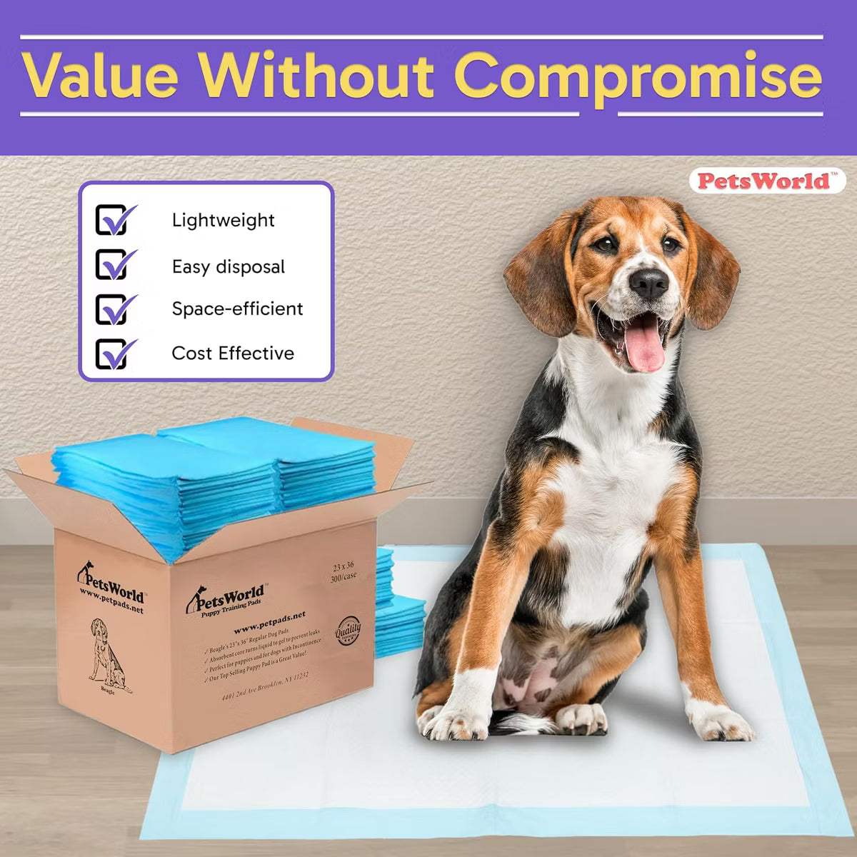 Economy Value (23x36 inch) Puppy Training & Potty Pads 300 Count