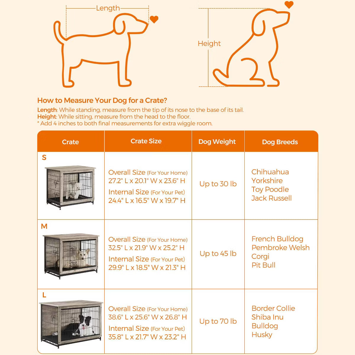 Modern Kennel for Dogs Indoor up to 70 lb