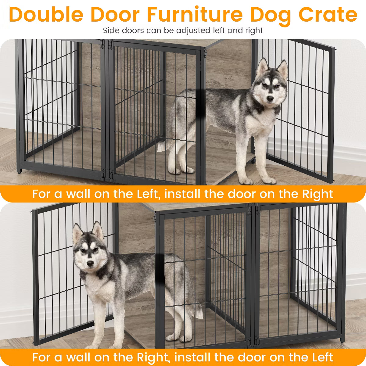42.5 Inch Dog Crate with Storage Shelves
